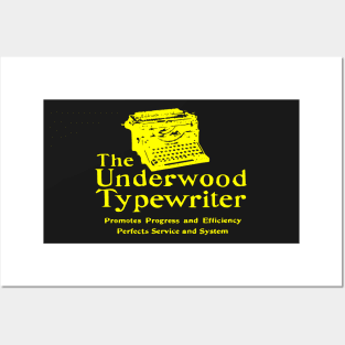 Old Ad Underwood Manual Typewriter Vintage Yellow Posters and Art